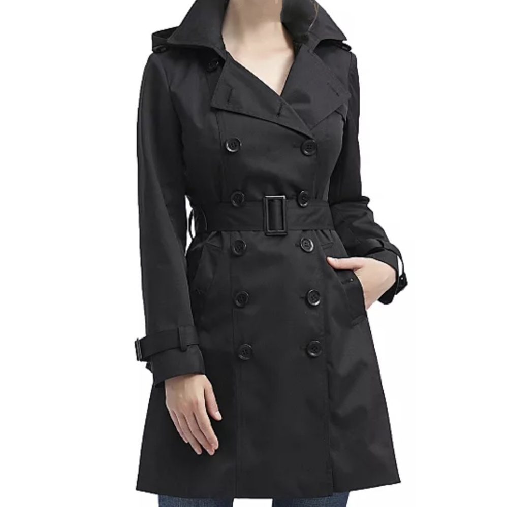 Banana Republic XS Double Breasted Black Trenchcoat w/belt